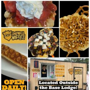 Don’t miss Unlawful Waffles Food Truck, located outside the Main Lodge! Open Daily During Ski Season!🧇