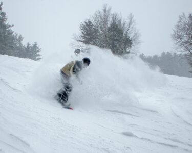 Pats Peak rider enjoys powder from Feb 2025 storm